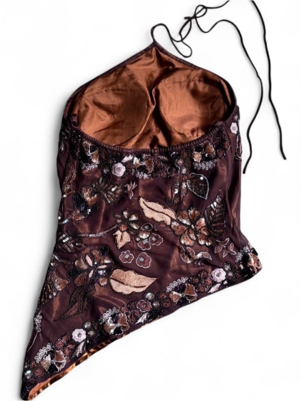Scala Brown Embroidered Halter Camisole - Picture 5 of 5